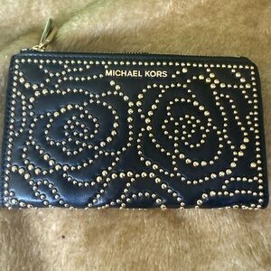 Michael Kors Black and Gold Studded Women's Wristlet